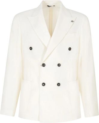 Daniele Alessandrini Giacca Doppio Petto - Heren - Business blazers - Wit - L - Kostuums