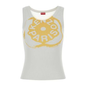 Kenzo Sleeveless Tops, female, White, Size: XS Boke Flower 2.0 Ribbed Tank Top