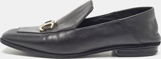 Ferragamo Black Leather Cesaro Loafers