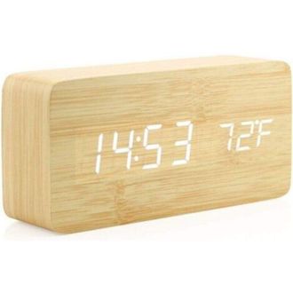 OEM Reloj De Madera, Reloj Despertador Digital De Madera Creativo, Elegante Reloj Despertador Led Multifuncional Con Alimentaci&oacute;n Usb Y Control Por Voz - 