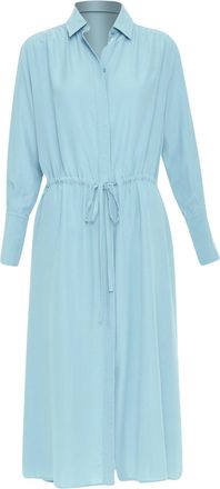 Joseph Blue Silk Drawstring Long Sleeve Shirt Dress