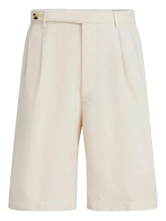Brunello Cucinelli pleats tabbed-waistband shorts - men - pure cotton - 56 - Neutrals