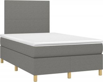 vidaXL Vidaxl - Cama Box Spring Con Colch&oacute;n Y Led Tela Marr&oacute;n Oscuro 120x190 Cm