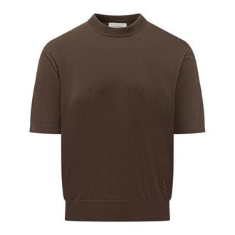 Laneus Round-neck Knitwear, male, Brown, Size: L Knitted T-shirt