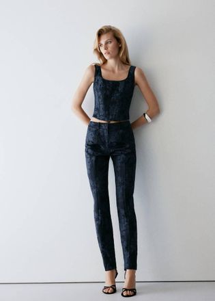 Mango Pantaloni avvitati stampa floreale blu - Donna - 38 - MANGO