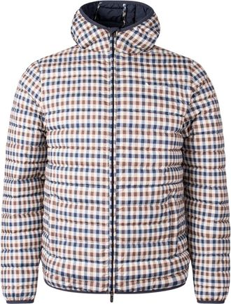 Aquascutum Active 100GR beige geruite jas met capuchon voor heren