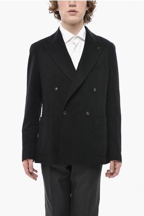 Tagliatore Double-Breasted Cashmere Jacket with Peak Lapel size 46