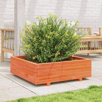Berkfield Home Decorative Garden Planter Wax Brown 90x90x26.5 cm Solid Wood Pine