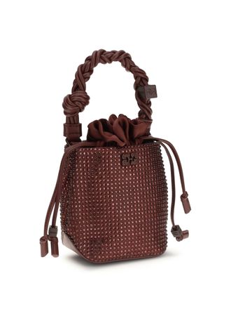 Ganni Womens Mini Handbag Bou Buckle Burgundy Recycled Polyester Handbags Hand Bags
