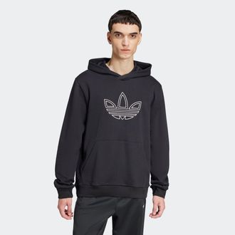 adidas Kapuzensweatshirt ADIDAS ORIGINALS OUTLINE TREFOIL HOODIE, Herren, Gr. XL, schwarz, Obermaterial: 100% Baumwolle, normal, Rundhals, angesetztes B&uuml;ndch