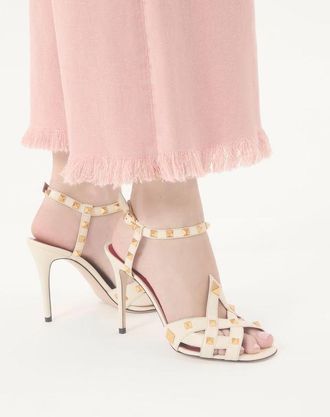 Valentino Garavani Sandalo Studdy In Capretto 100Mm Donna AVORIO 37.5