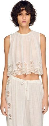 Sandro Crepon crop top in White at Nordstrom, Size X-Large