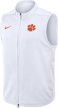 Nike Clemson Primetime Victory Nike Mens Therma-FIT College Full-Zip Vest in White | 03OJ10ACLN-3VN