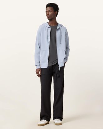 AllSaints Cotton Brace Zip Up Brushed Cotton Ramskull Hoodie, Size: XS