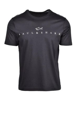 Paul & Shark Black Cotton Lyocell T-shirt