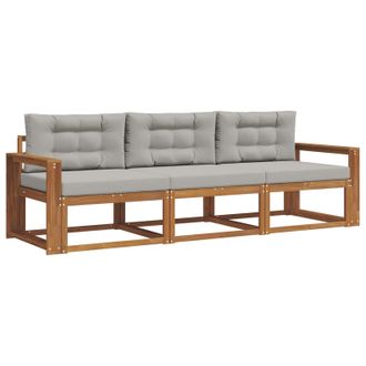 vidaXL Conjunto De Sof&aacute;s De Exterior 3 Pcs Gris Natural Y Claro Vidaxl