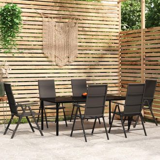 vidaXL Juego De Comedor Para Jard&iacute;n 7 Piezas Negro Vidaxl