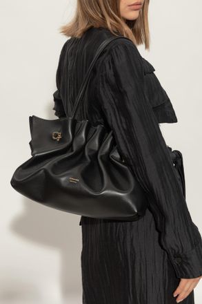 Ferragamo Shoulder Bag Pierc Medium, Womens, Black