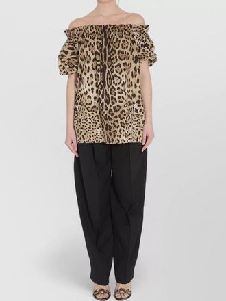 Dolce & Gabbana leopard print bardot poplin top