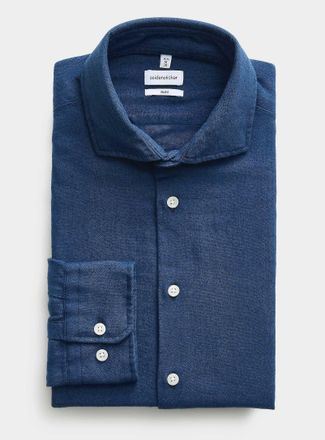 Seidensticker Mens Denim blue wrinkle-free shirt Slim fit
