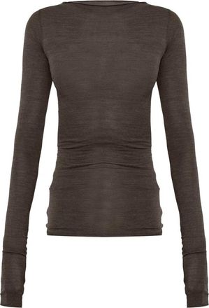 Rick Owens LS T - Dames - Longsleeves - Bruin - S - Wol - Tops