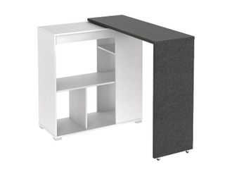 Vente-Unique Mueble de bar pivotante SATURNE - Blanco y cemento
