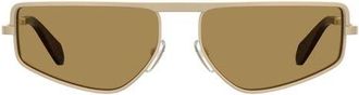 Moschino 59m Square Flat Top Sunglasses in Matte Gold/Brown at Nordstrom