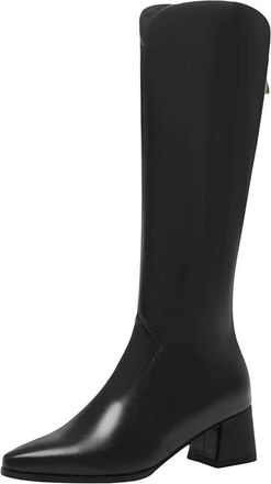 Generic Womens Pointed Toe Knee High Boots Elegant Long Booties Heeled Fashion Shoes For Winter