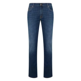 Moorer Heren, Jeans, Blauw, Maat: W29 Katoen
