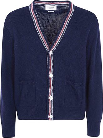 Thom Browne Hector Jersey Intarsia V Neck Cardigan