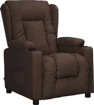 vidaXL Sill&oacute;n Reclinable De Cuero Sint&eacute;tico Marr&oacute;n Vidaxl