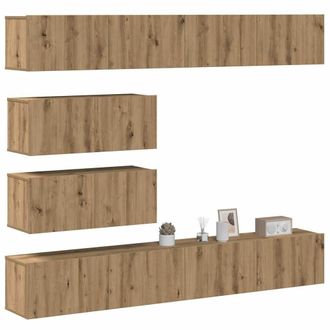 Berkfield Home 6 Piece TV Cabinet Set Wall-mounted Artisan Oak Engineered Wood in Brown