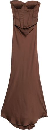 Rotate Corset Detail Long Dress In Brown