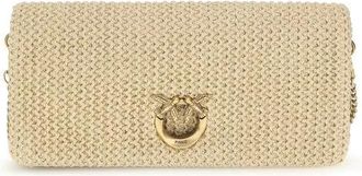 Pinko Love Bag Click Soft Horizontal Classic Medium - Dames - Schoudertassen - Beige - ONE Size - Katoen - Tassen