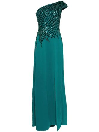 Saiid Kobeisy One Shoulder Sequin Long Dress