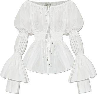 Blumarine Overhemden, Dames, Wit, S, Top met ruches