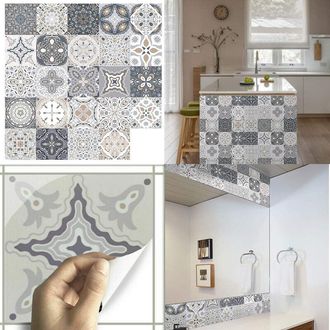 OEM 48 Pegatinas Para Azulejos De Pared, Impermeables, Autoadhesivas, Con Dise&ntilde;o De Azulejos Marroqu&iacute;es, Ideales Para Decorar Cocinas Y Ba&ntilde;os (a-48 Piezas
