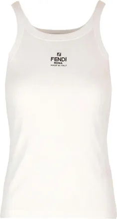 Fendi White Logo Scoop Neck Tank Top