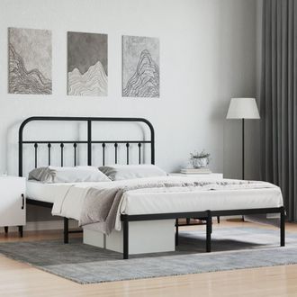 vidaXL Estructura Cama Sin Colch&oacute;n Con Cabecero Metal Negro 140x200 Cm Vidaxl
