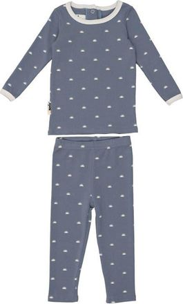 Maniere Sun Print Cotton Knit Top & Leggings in Blue at Nordstrom, Size 4T