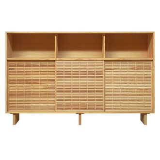 Naan Furniture Aparador alto de madera maciza natural 3 puertas 180 cm Sin barnizar