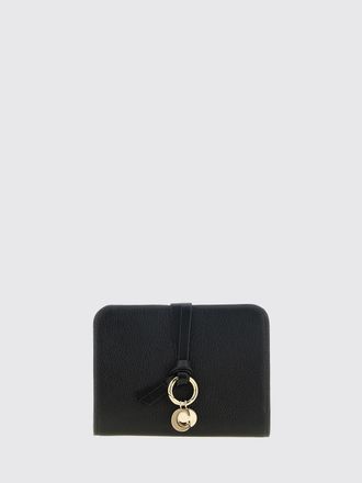 Chlo&eacute; Portafoglio bifold in pelle di vitello nero con charm logato