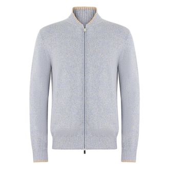 Fedeli Cardigans, male, Blue, Size: L Lightweight Cardigan with Front Zip