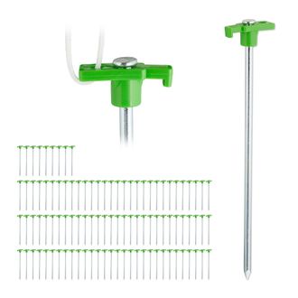 Relaxdays Set 100 Piquetas Para Camping, Anclaje Para Suelo, Estacas Para Tiendas De Campa&ntilde;a, Acero, 25cm, Verde Claro - Relaxdays