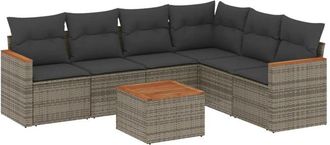 vidaXL Vidaxl - Set De Sof&aacute;s De Jard&iacute;n 7 Piezas Con Cojines Rat&aacute;n Pe Gris