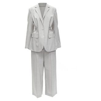 Theory Drape wool drawstring cinched blazer pants set
