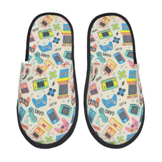 Generic Playing Video Games Unisex House Slippers Non-Slip Sliders Cosy Shoes For Outdoor Indoor Winter M