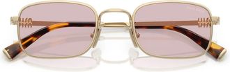 Miu Miu Rechthoekige metalen zonnebril - unisex - Zonnebrillen - Geel - 52 MM - Accessoires