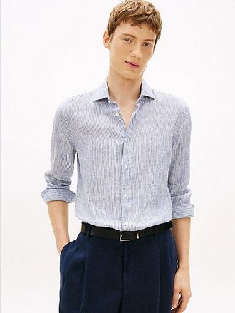 Tommy Hilfiger Smart Casual Slim Fit Pinstripe Pure Linen Shirt