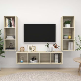 vidaXL Vidaxl - Juego De Muebles De Sal&oacute;n 3 Pzas Madera Ingenier&iacute;a Roble Sonoma